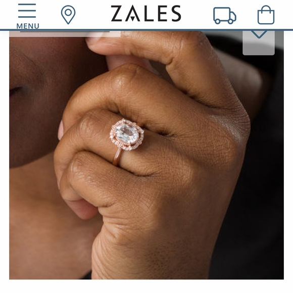 💍Zales Oval White Sapphire & Diamond 10k Rose Gold Vintage Style Ring Size 7 - Picture 6 of 12